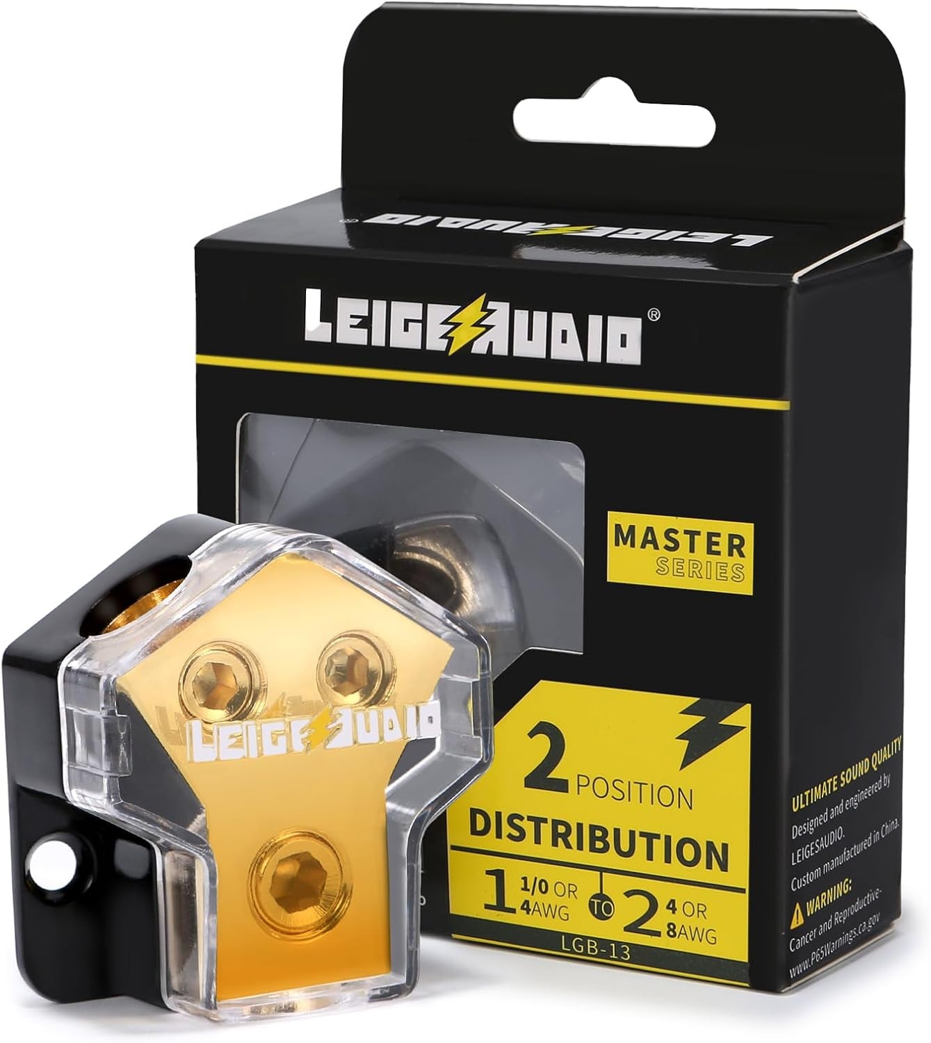0/2/4 Gauge in 4/8 Gauge Out 2 Way Amp Copper Power Distribution Block for Car Audio Splitter (1PACK) - Revved Up Tools
