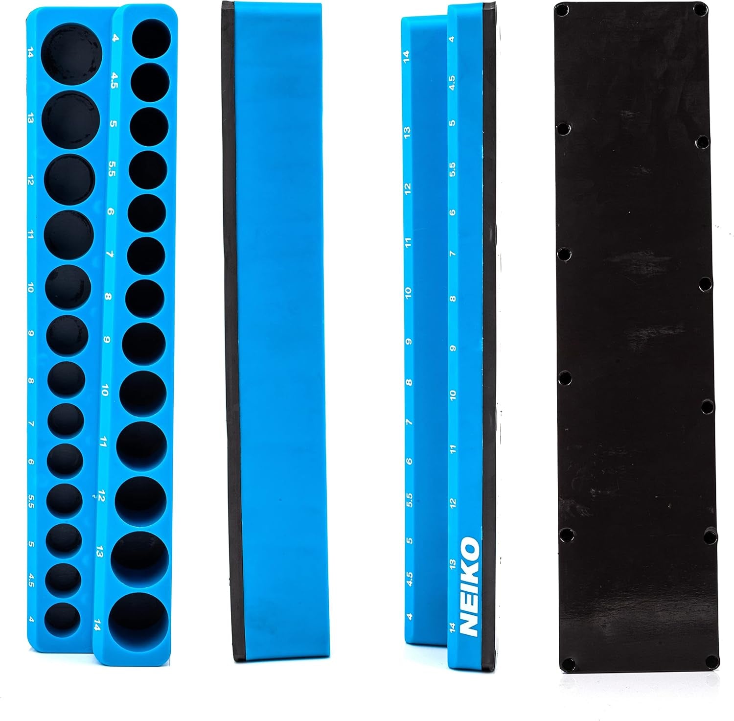 03973A Magnetic Socket Holder, 1/4” Drive, 4Mm-14Mm, Shallow & Deep Sockets Tray, Metric Socket Set Organizer, Socket Organizers for Toolboxes Trays, Scratch Free Mounting, High Visibility - Revved Up Tools