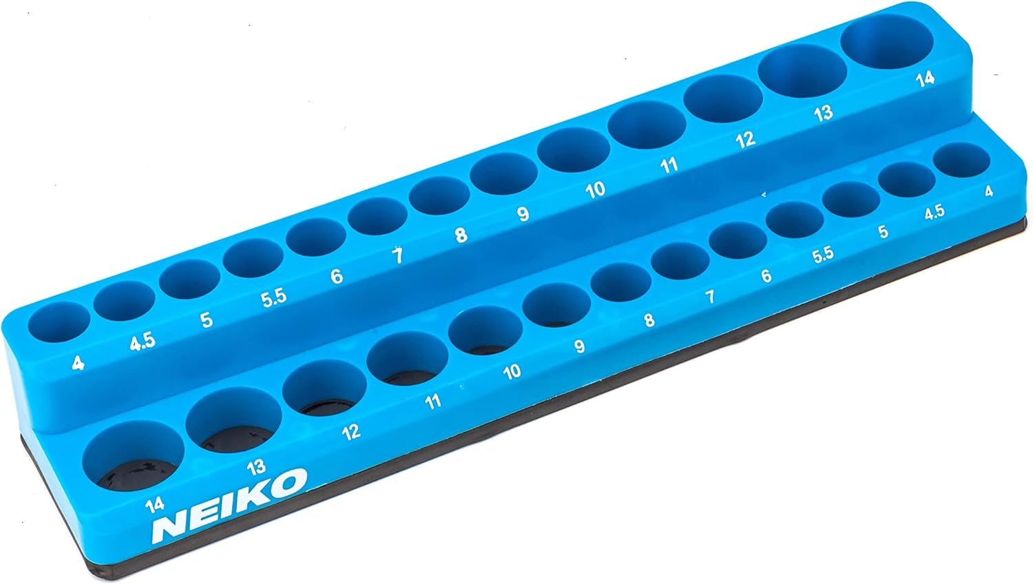 03973A Magnetic Socket Holder, 1/4” Drive, 4Mm-14Mm, Shallow & Deep Sockets Tray, Metric Socket Set Organizer, Socket Organizers for Toolboxes Trays, Scratch Free Mounting, High Visibility - Revved Up Tools