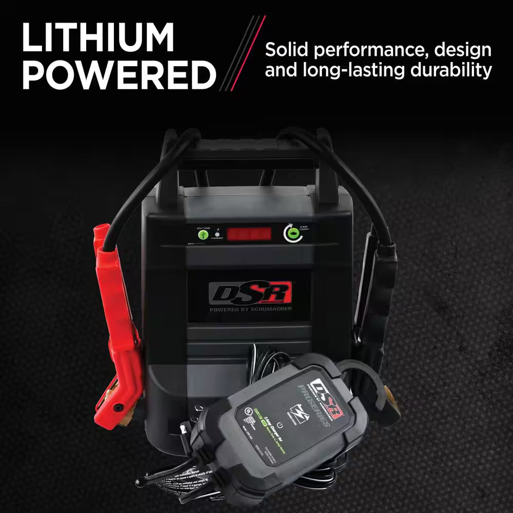 DSR Professional Grade 12 Volt, 2000 Peak Amps, Portable Lithium Ion Jump Starter with USB Power
