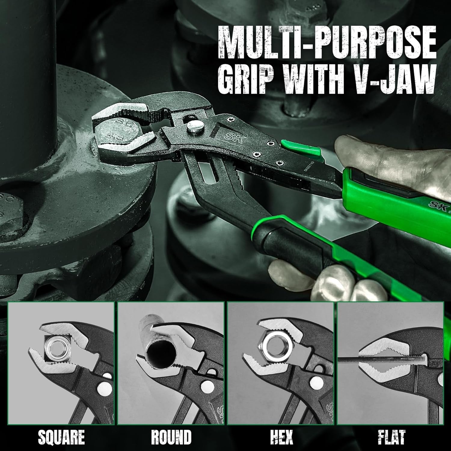 10 - Inch Quick Adjust Groove Joint Pliers, Water Pump Pliers, Premium CR - V Construction, Suregrip V - Jaw Design with Comfortable Grips - Revved Up Auto