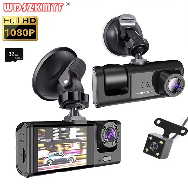 1080P Car Dvr 3 Camra Dash Cam for Cars Camera for Vehicle Recorder Video Front and Rear Camera W/ IR Night Vision Dashcam - Revved Up Tools