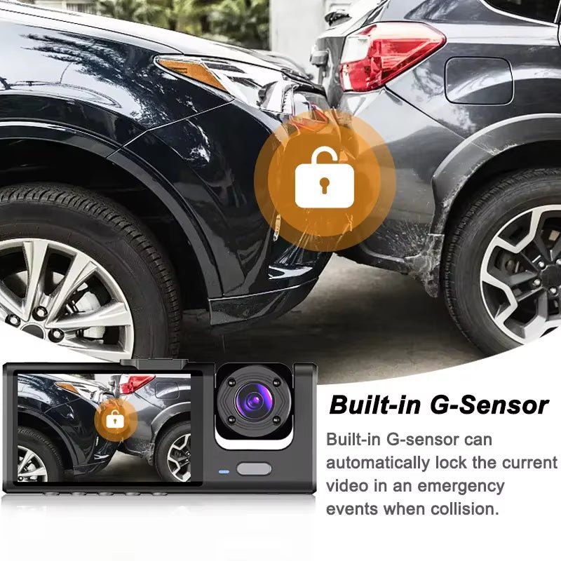 1080P Car Dvr 3 Camra Dash Cam for Cars Camera for Vehicle Recorder Video Front and Rear Camera W/ IR Night Vision Dashcam - Revved Up Tools