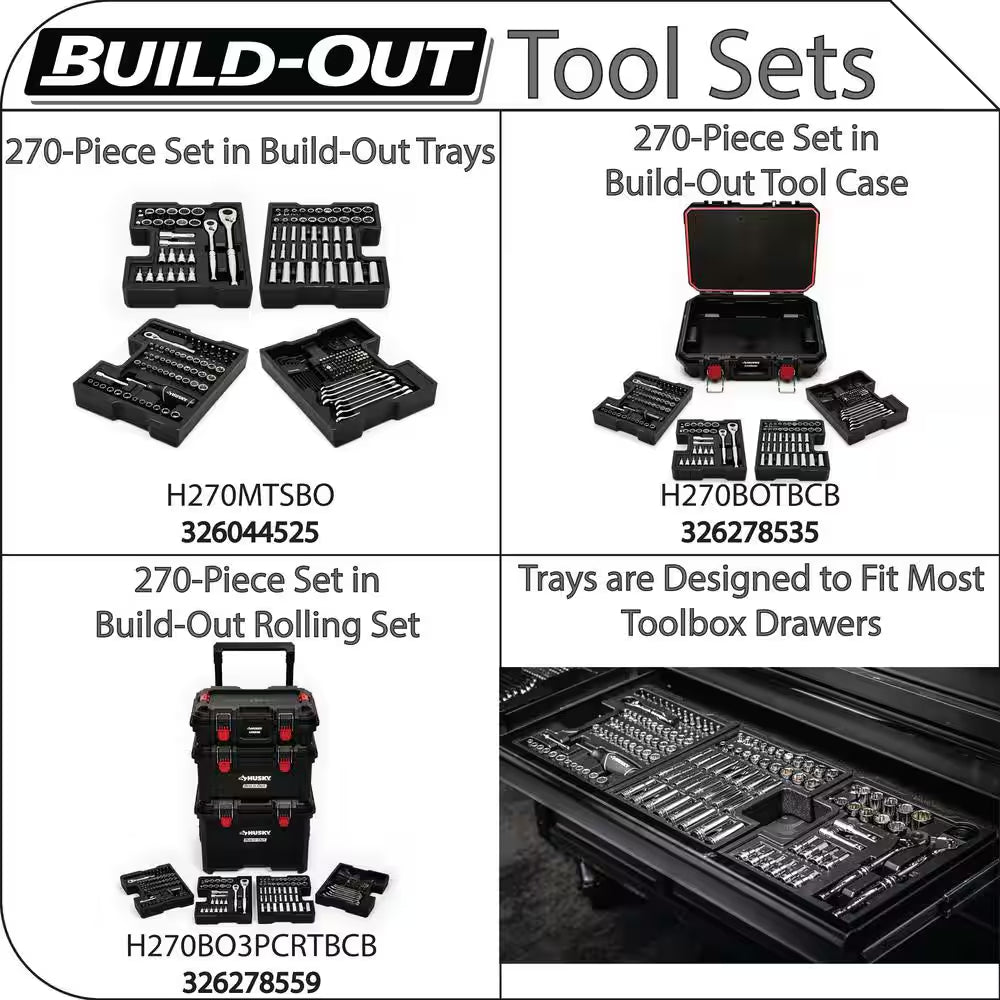 1/4 In., 3/8 In., and 1/2 In. Drive Mechanics Tool Set with Build - Out Tool Case (270 - Piece) - Revved Up Auto