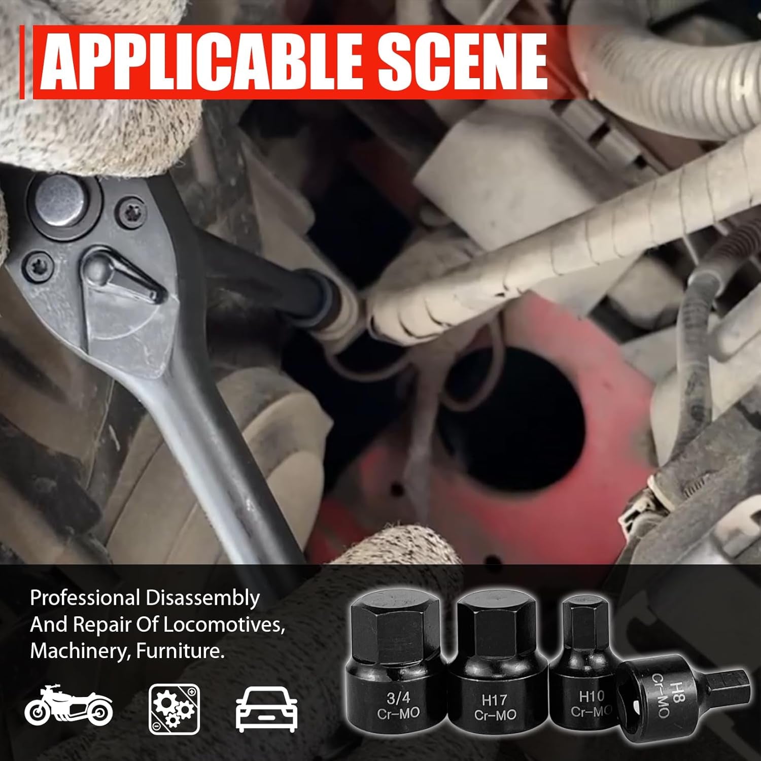 16 Piece 3/8 - Inch Drive Low Profile Impact Hex Driver Set,Sae/Metric,1/4 Inch - 3/4 Inch, 6Mm - 19Mm, Cr - Mo Steel, Hex Bit Socket Set, Heavy Duty Storage Case - Revved Up Auto