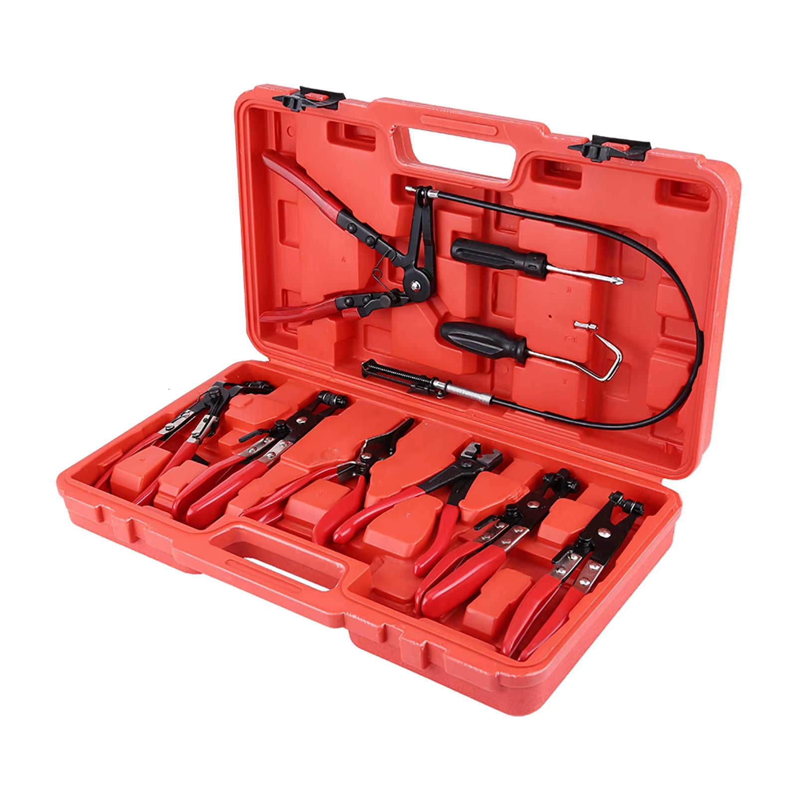 9Pcs Flexible Hose Clamp Clip Plier Set Swivel Jaw Flat Angled Band Construction Automotive Tools for Car Repair Maintenance