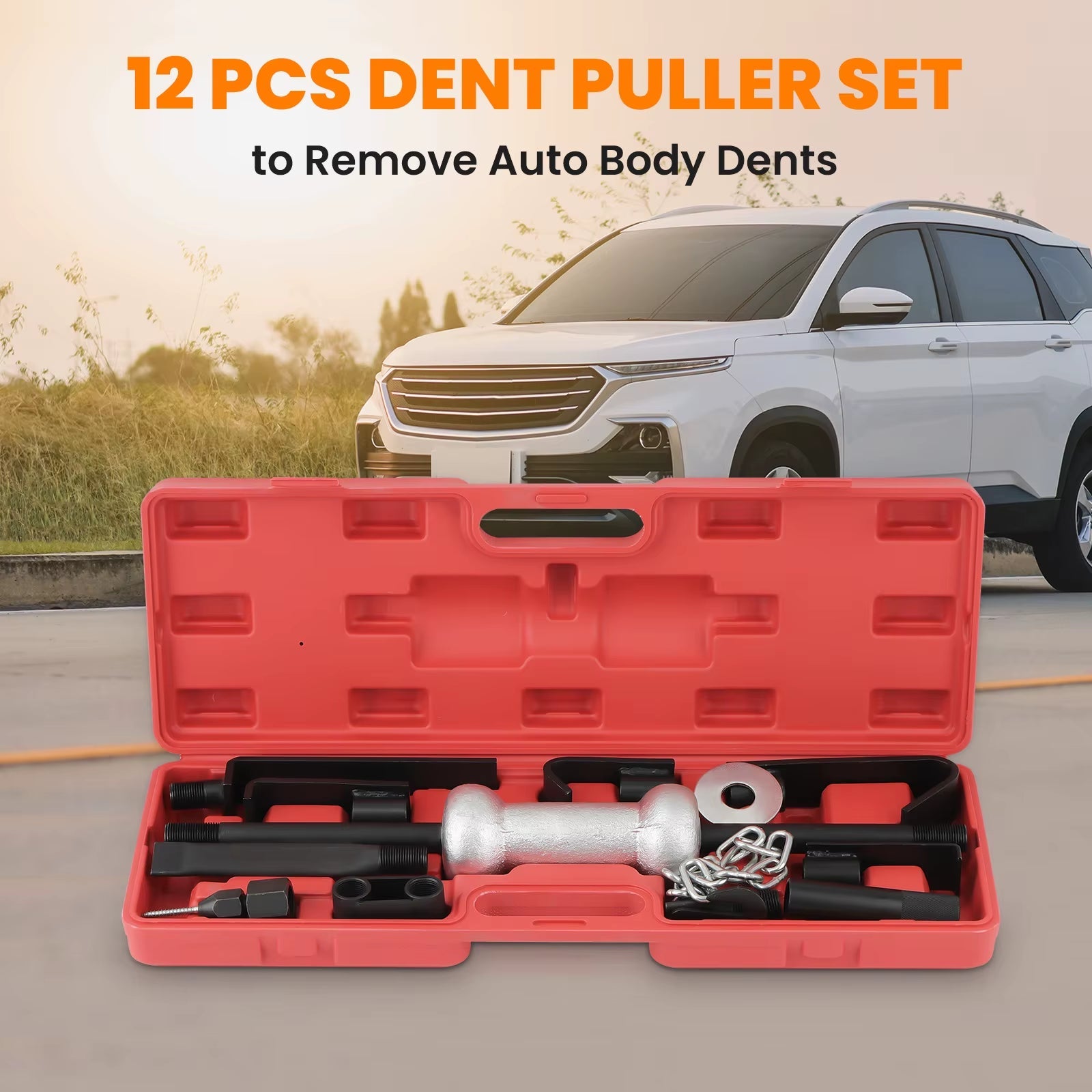 18Pcs Slide Hammer Dent Puller Auto Body Repair Kit Bearing Removal Tool Set - Revved Up Auto