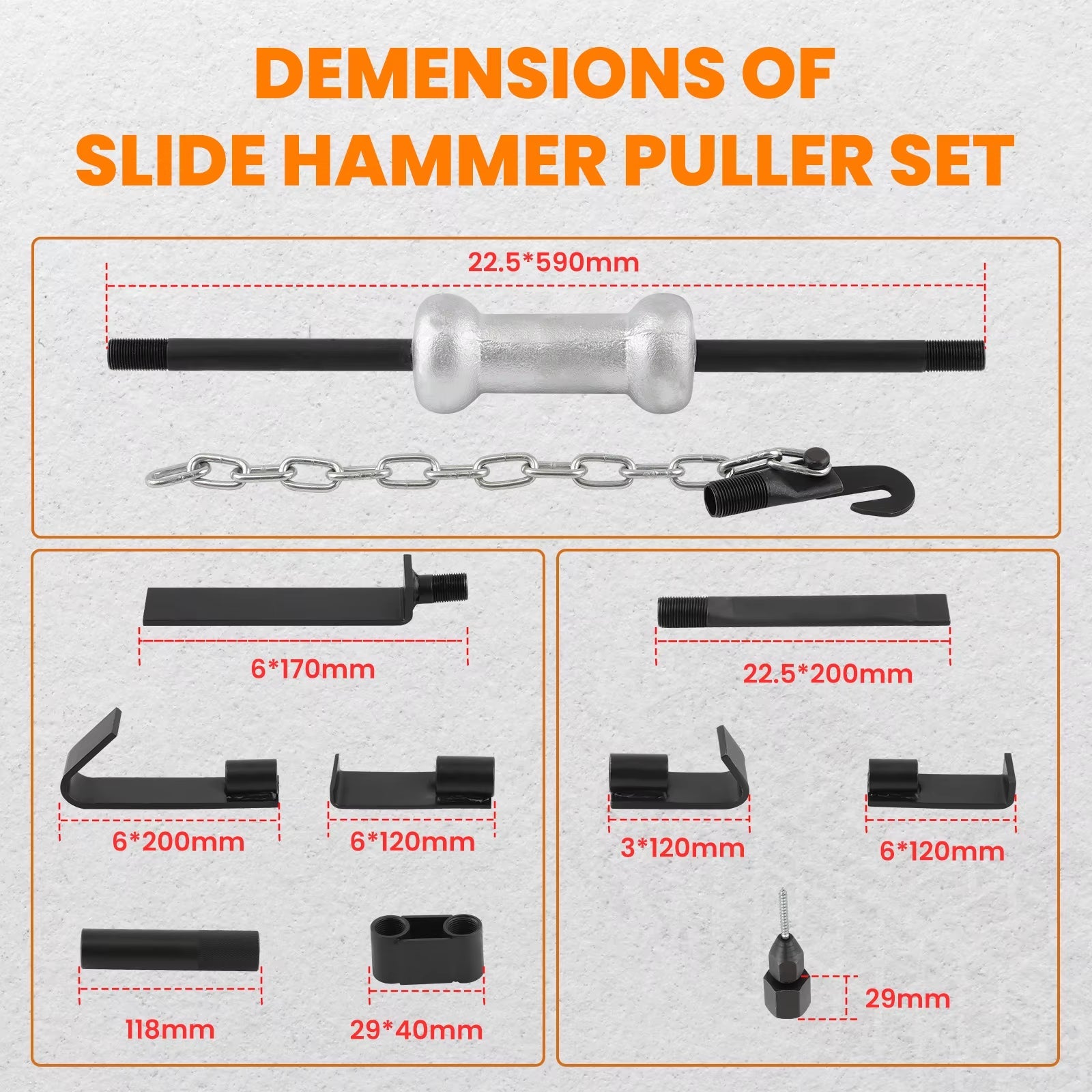 18Pcs Slide Hammer Dent Puller Auto Body Repair Kit Bearing Removal Tool Set - Revved Up Auto