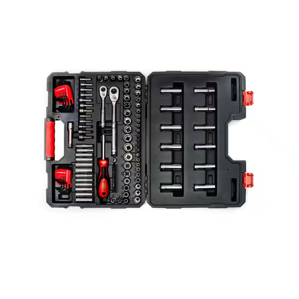 1/4 In. and 3/8 In. Drive 6 and 12-Point Standard and Deep Sae/Metric Mechanics Tool Set with Case (121-Piece)
