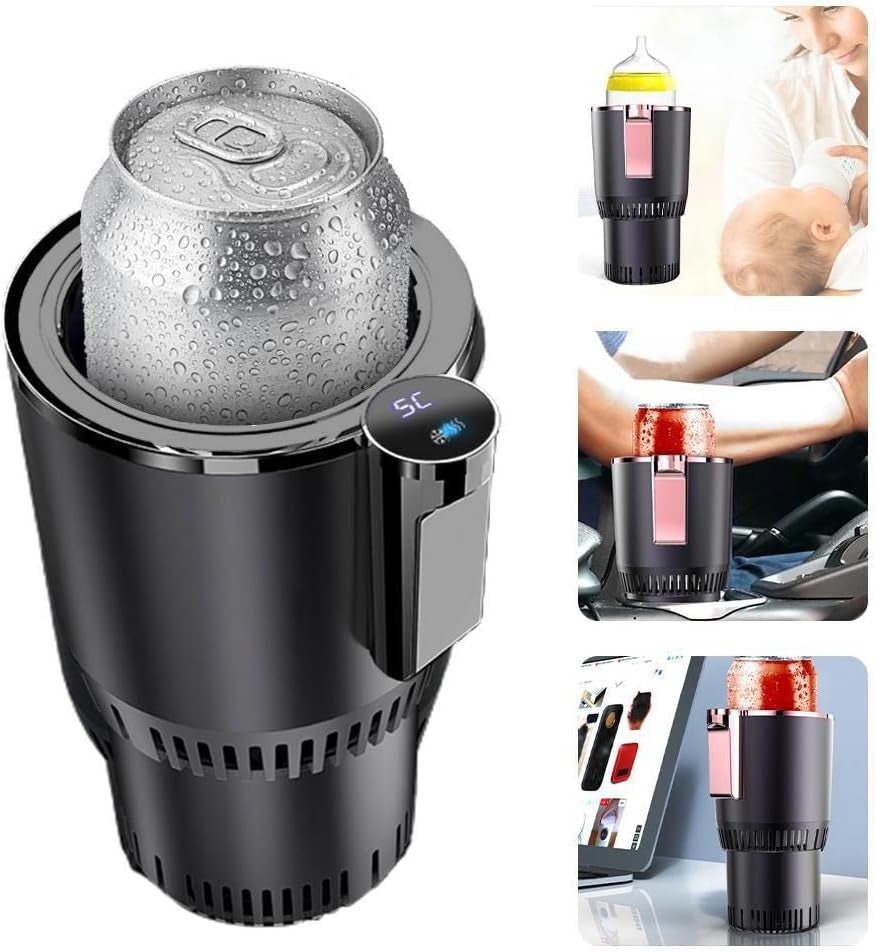 2-In-1 Car Cup Warmer Cooler, Smart Car Cup Mug Holder Auto Car Cooling and Heating Cup Holder Car Tumbler Holder Practical Car Refrigerator Cooler Insulation Drink Cooler Cup (Black) - Revved Up Tools