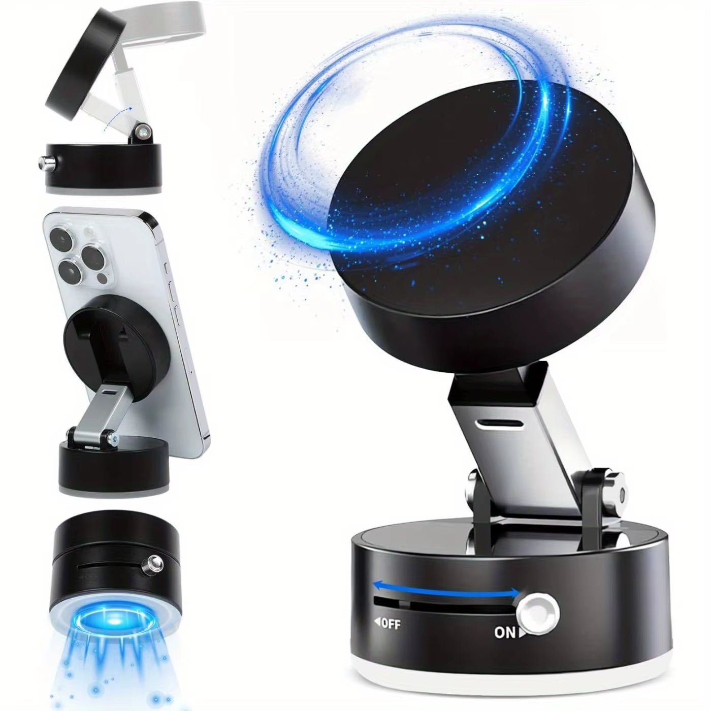 2025 New Magnetic Suction Car Phone Mount Foldable and Retractabl, Hands - Free Magnetic Cell Phone Holder for All Smooth Surface - Revved Up Auto