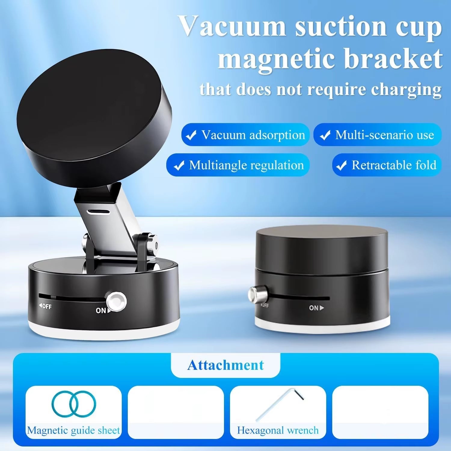 2025 New Magnetic Suction Car Phone Mount Foldable and Retractabl, Hands - Free Magnetic Cell Phone Holder for All Smooth Surface - Revved Up Auto