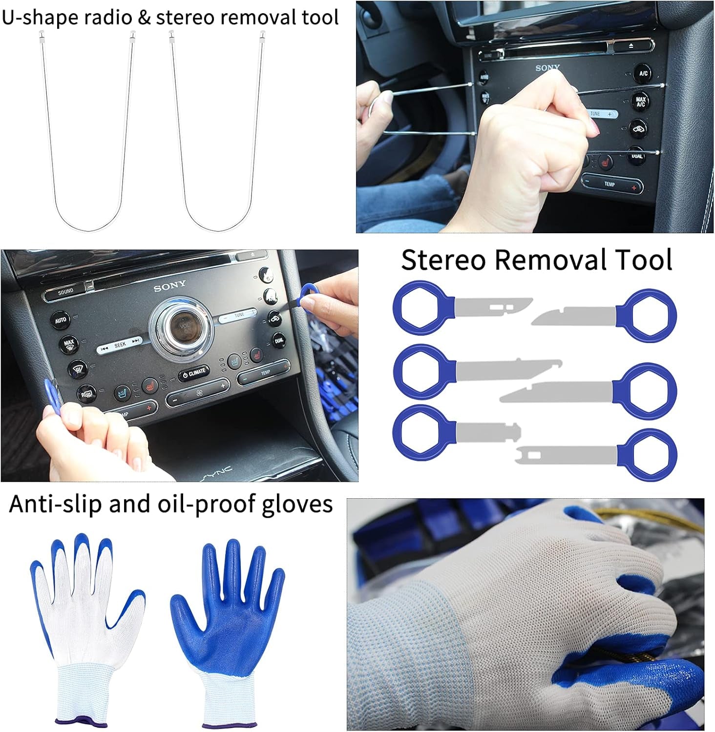 203Pcs Trim Removal Tool Kit, Car Panel/Door/Audio Removal Tool Set, Auto Clip Pliers/Fastener Terminal Remover Tool, Push Pin Bumper Retainer Clip, Plastic Pry Tool Set with Storage Bag, Blue - Revved Up Auto