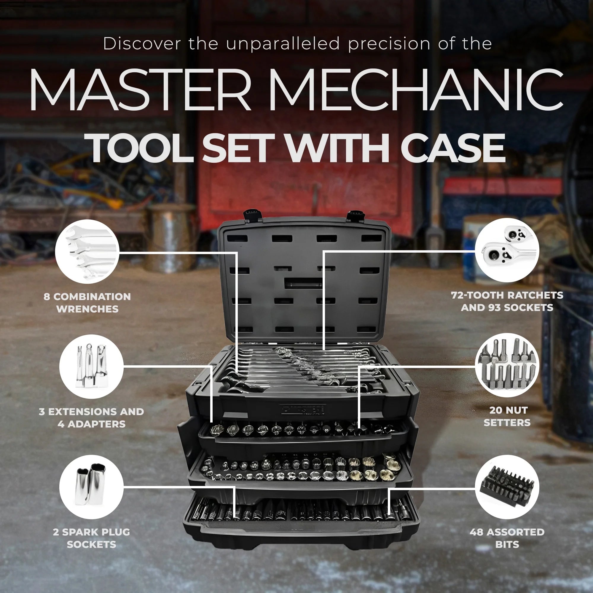 205 Piece Mechanics SAE Metric Socket & Tool Set with Case - Revved Up Tools
