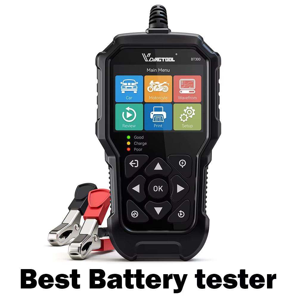BT300 5-3000 CCA Car Battery Tester 6V 12V Automotive Charging Cranking Scanner Tools for Motorcycle Car Truck SUV