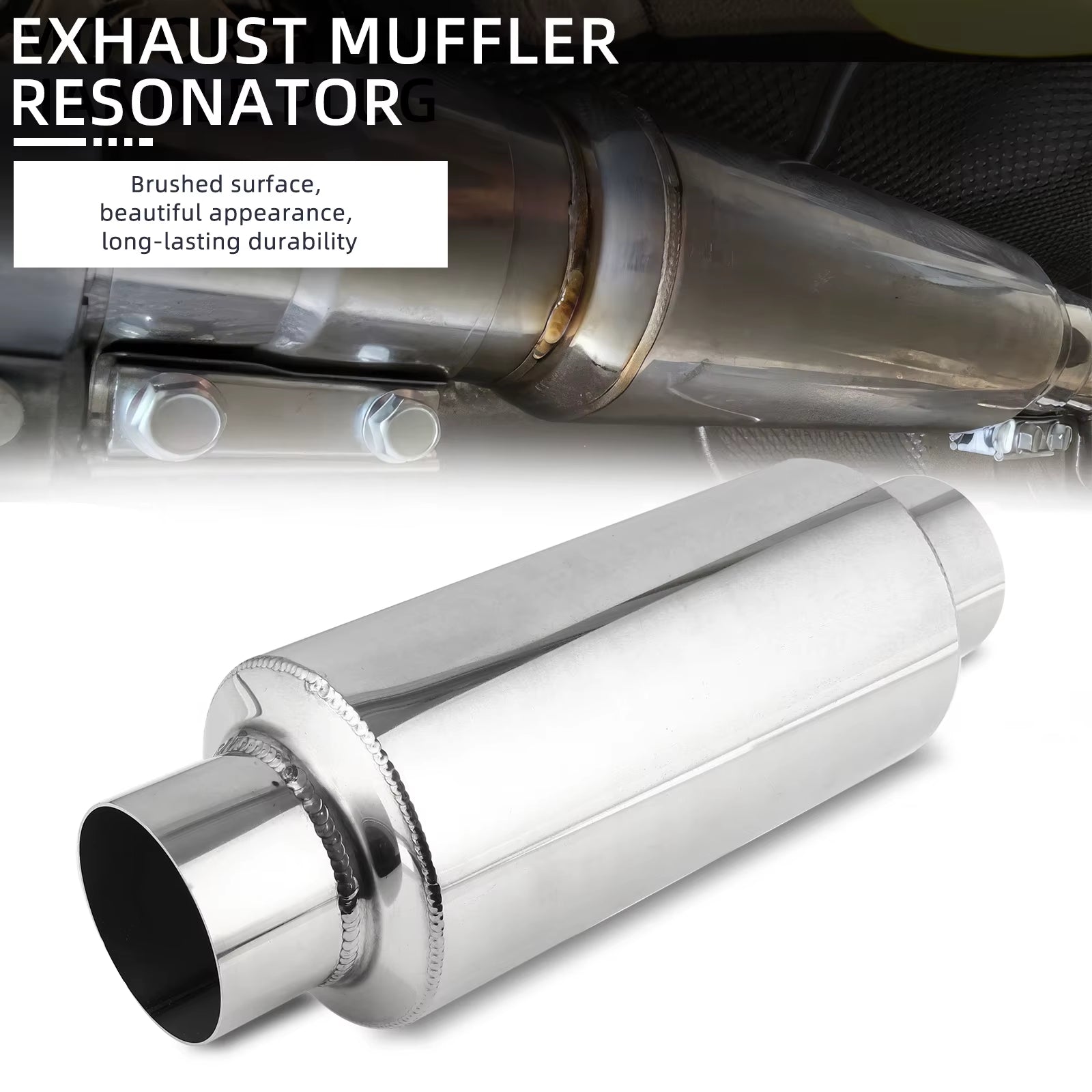 2.5"/3'' Car Exhaust Muffler Silencer Resonator Length 12" Stainless Steel Muffler Tip Silencer Exhaust System for Ford - Revved Up Tools