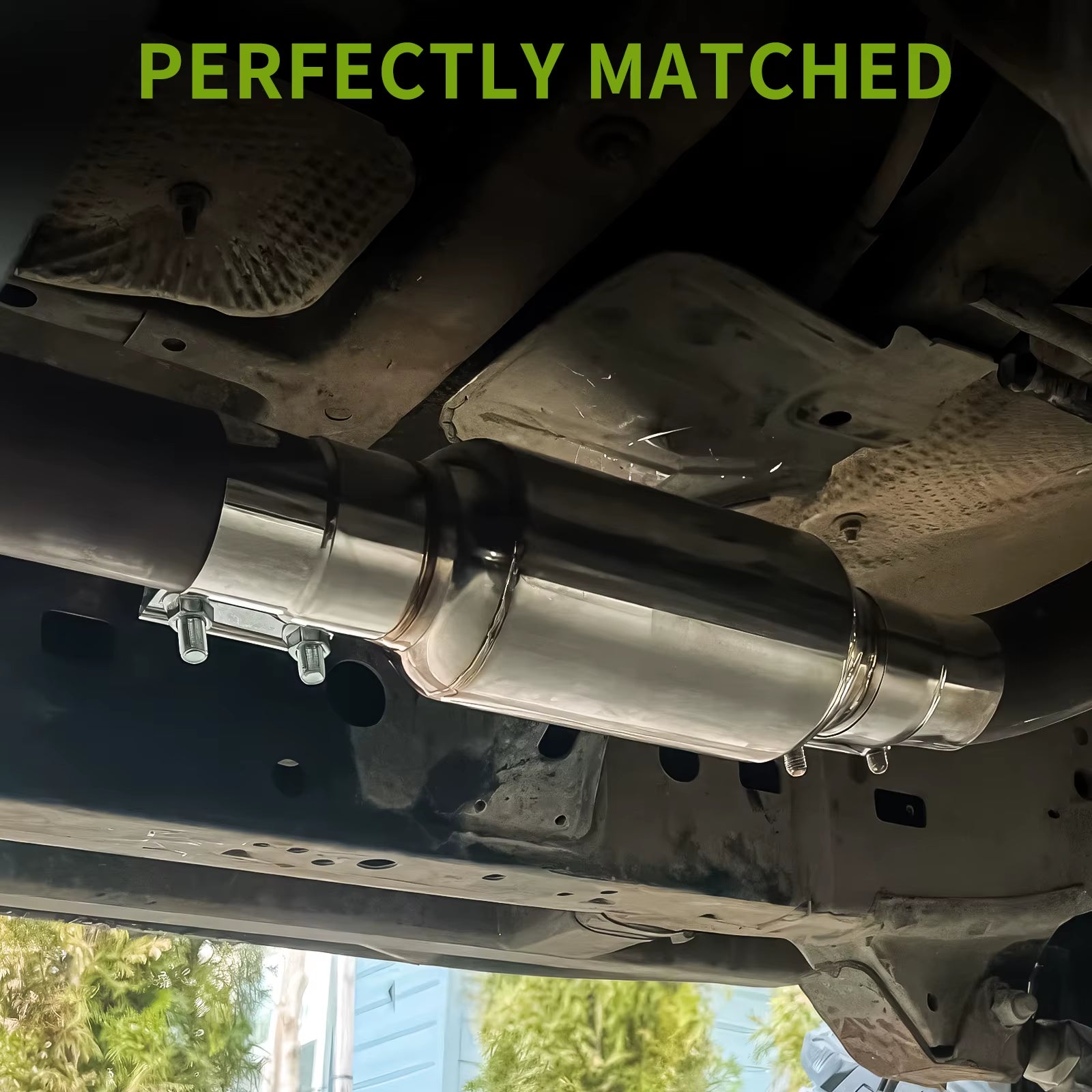 2.5"/3'' Car Exhaust Muffler Silencer Resonator Length 12" Stainless Steel Muffler Tip Silencer Exhaust System for Ford - Revved Up Tools