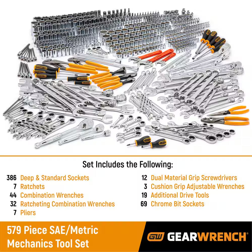 1/4 In., 3/8 In. and 1/2 In. Drive Master Mechanics Tool Set (579-Piece)