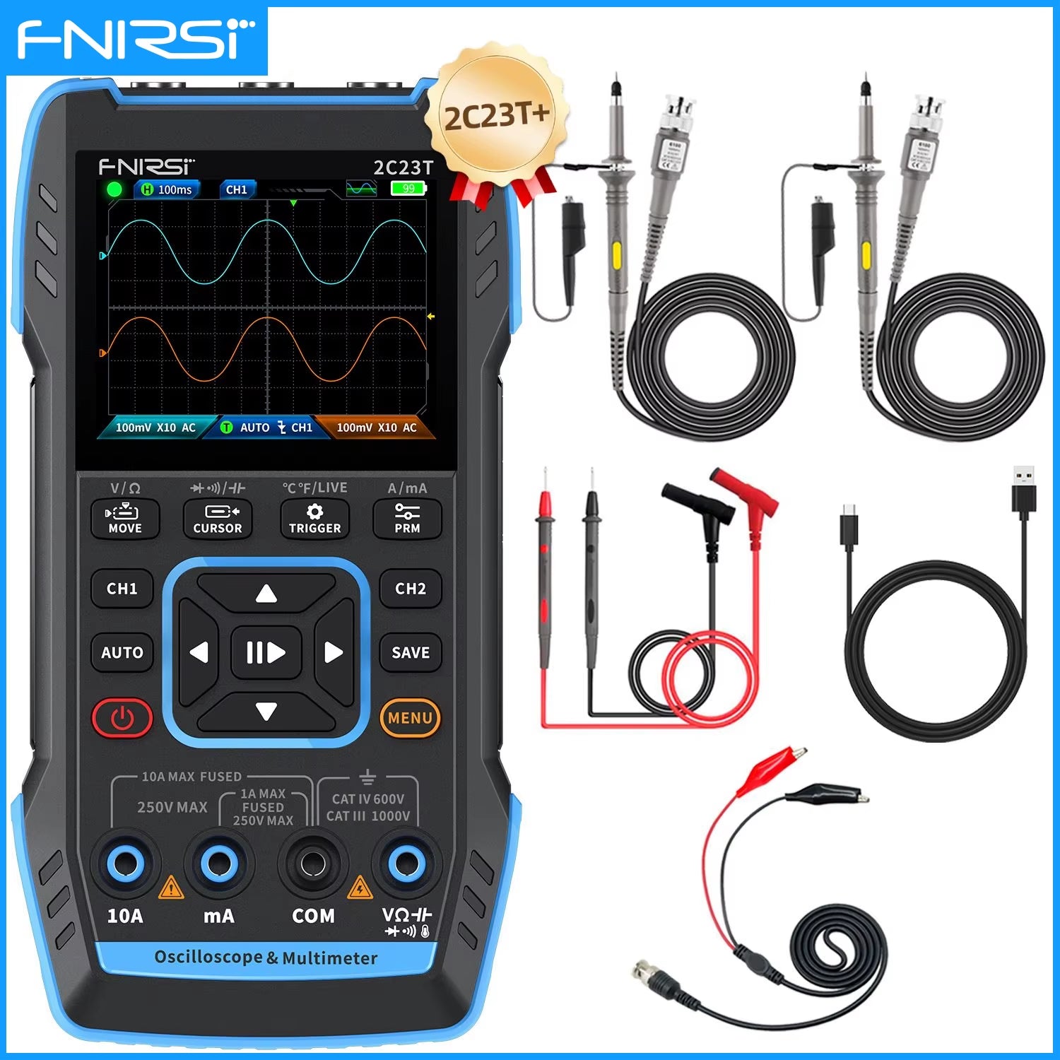 2C23T 2C53T Upgrade 50Mhz Handheld Digital Oscilloscope Multimeter Signal Generator 3 in 1 Dual Channel Automotive Tools
