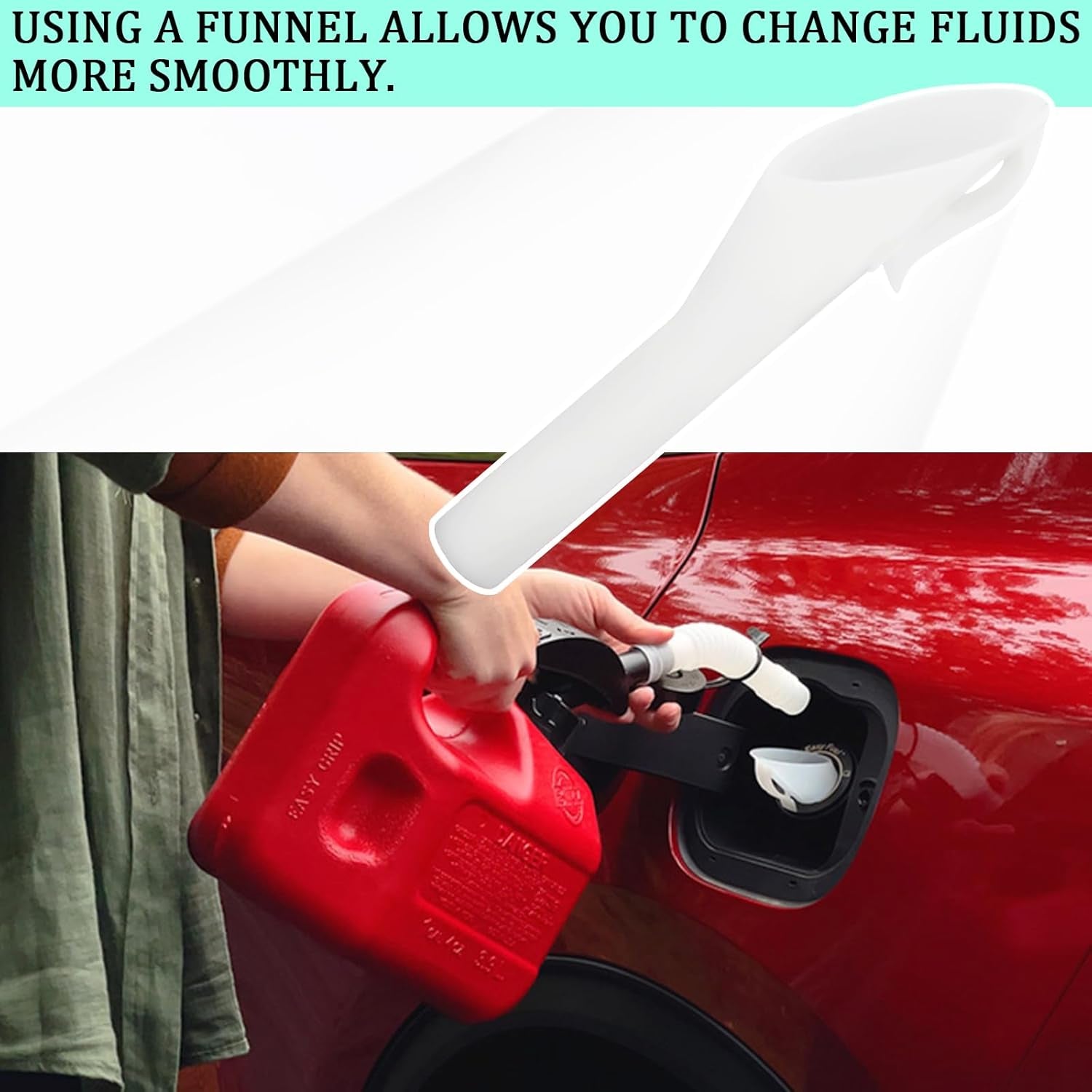 2PCS Capless Gas Tank Funnel，Funnels for Automotive Use OEM#8U5A - 17B068 - EB 1782177 1833948 2050651, Fuel Tank Accessories Compatible with Ford (White) - Revved Up Auto