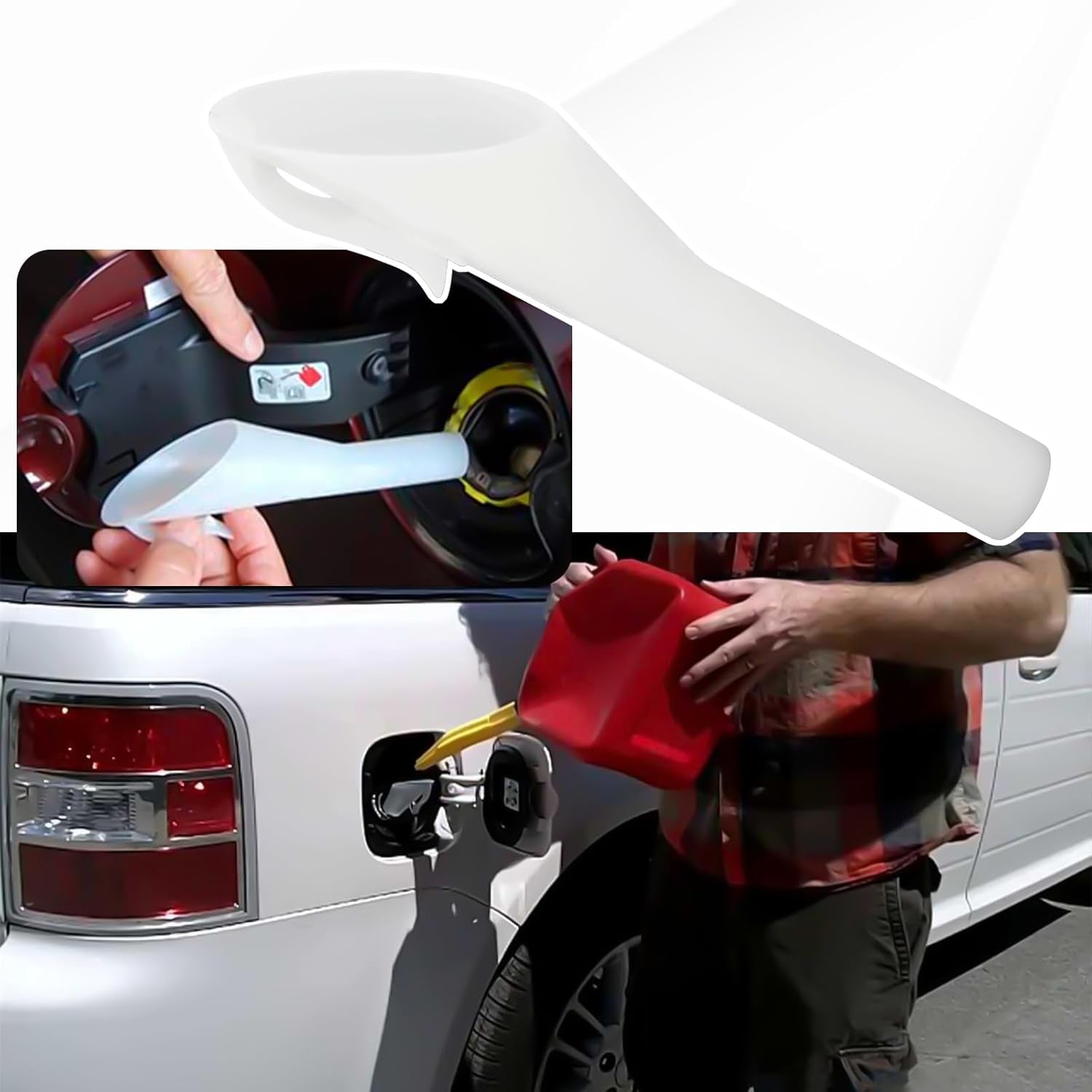 2PCS Capless Gas Tank Funnel，Funnels for Automotive Use OEM#8U5A - 17B068 - EB 1782177 1833948 2050651, Fuel Tank Accessories Compatible with Ford (White) - Revved Up Auto
