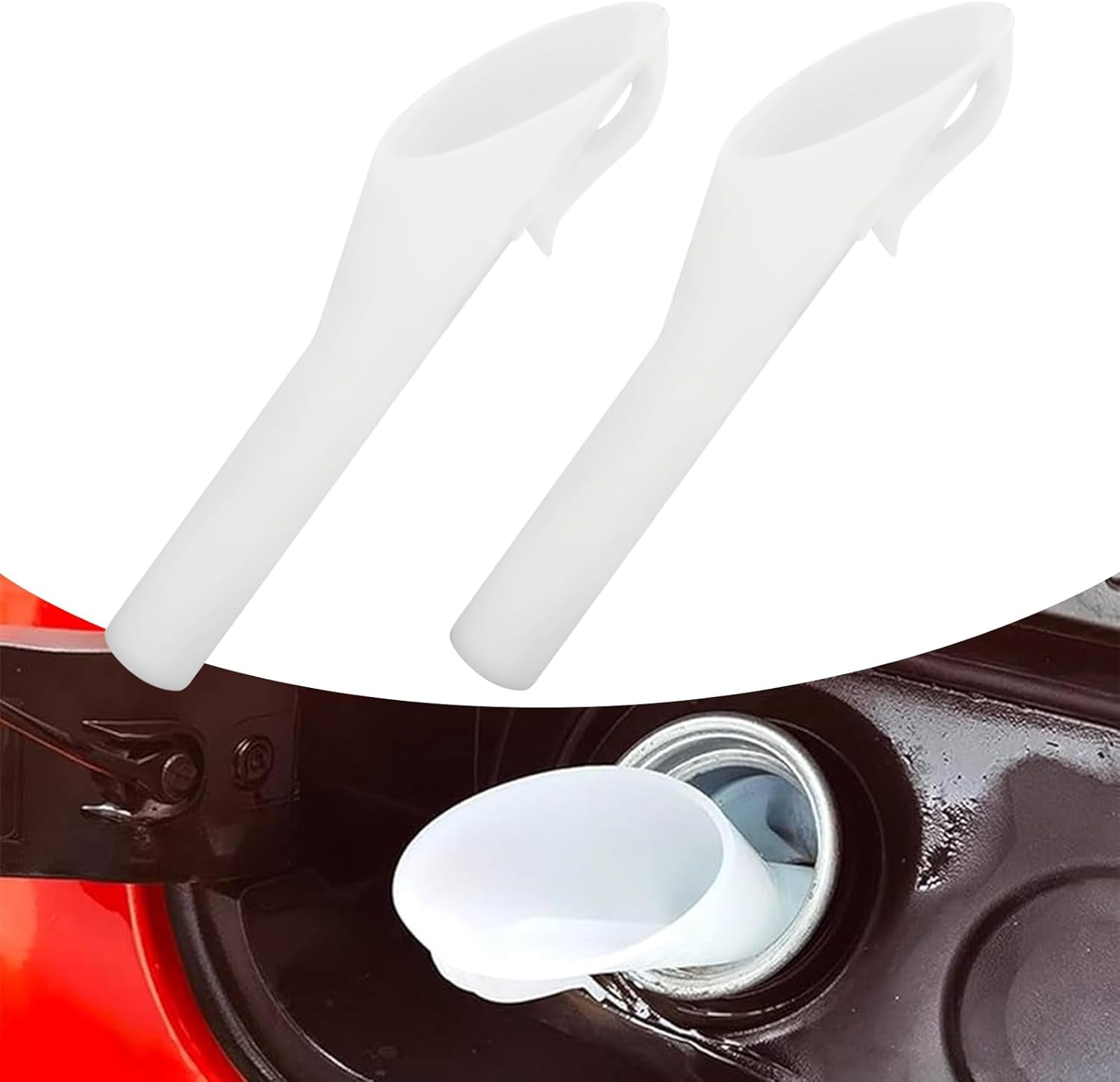 2PCS Capless Gas Tank Funnel，Funnels for Automotive Use OEM#8U5A - 17B068 - EB 1782177 1833948 2050651, Fuel Tank Accessories Compatible with Ford (White) - Revved Up Auto