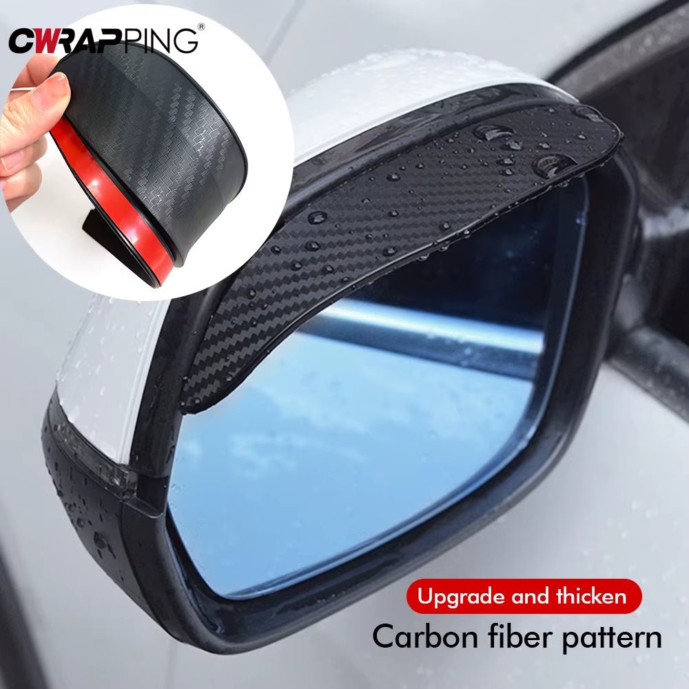 2PCS Car Rearview Mirror Rain Eyebrow Carbon Fiber Sun Visor Shade Cover Protector Clear Vision for Rain Car Mirror Accessories - Revved Up Tools
