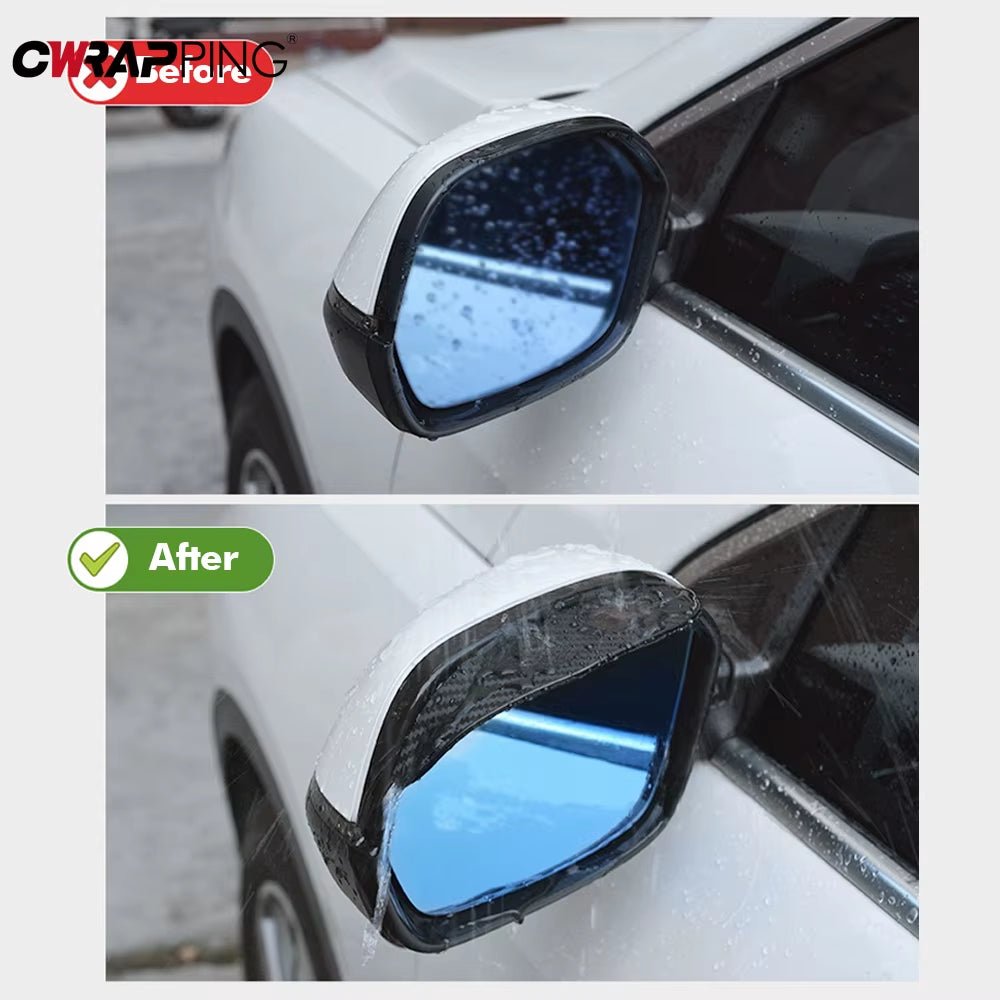 2PCS Car Rearview Mirror Rain Eyebrow Carbon Fiber Sun Visor Shade Cover Protector Clear Vision for Rain Car Mirror Accessories - Revved Up Tools