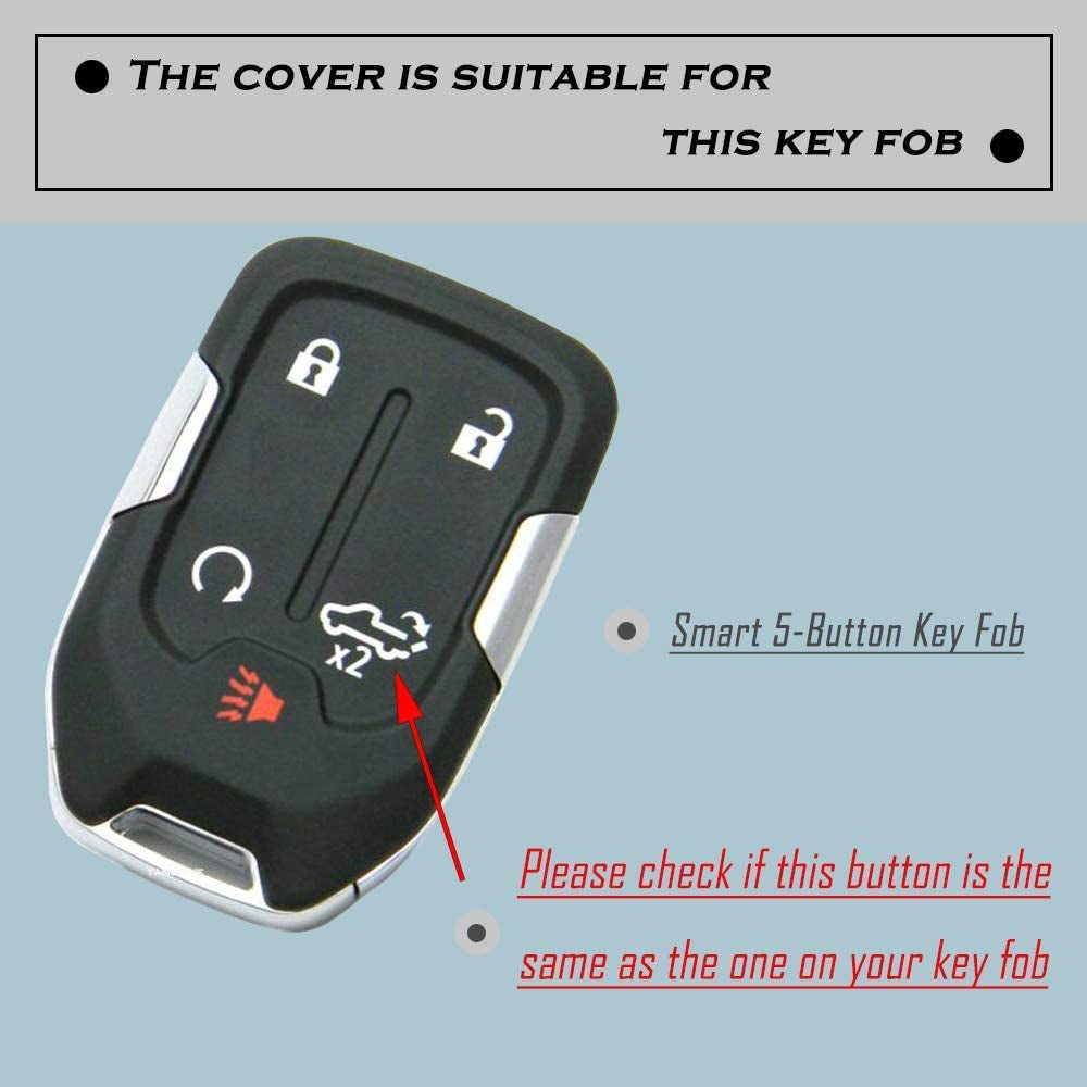 2PCS Silicone Smart Key Fob Case Cover for 2023 2022 2021 2020 2019 Chevy Silverado and GMC Sierra 1500 2500HD 3500HD, Remote Protector Accessories Holder(Key Ring,Black and Black) - Revved Up Tools