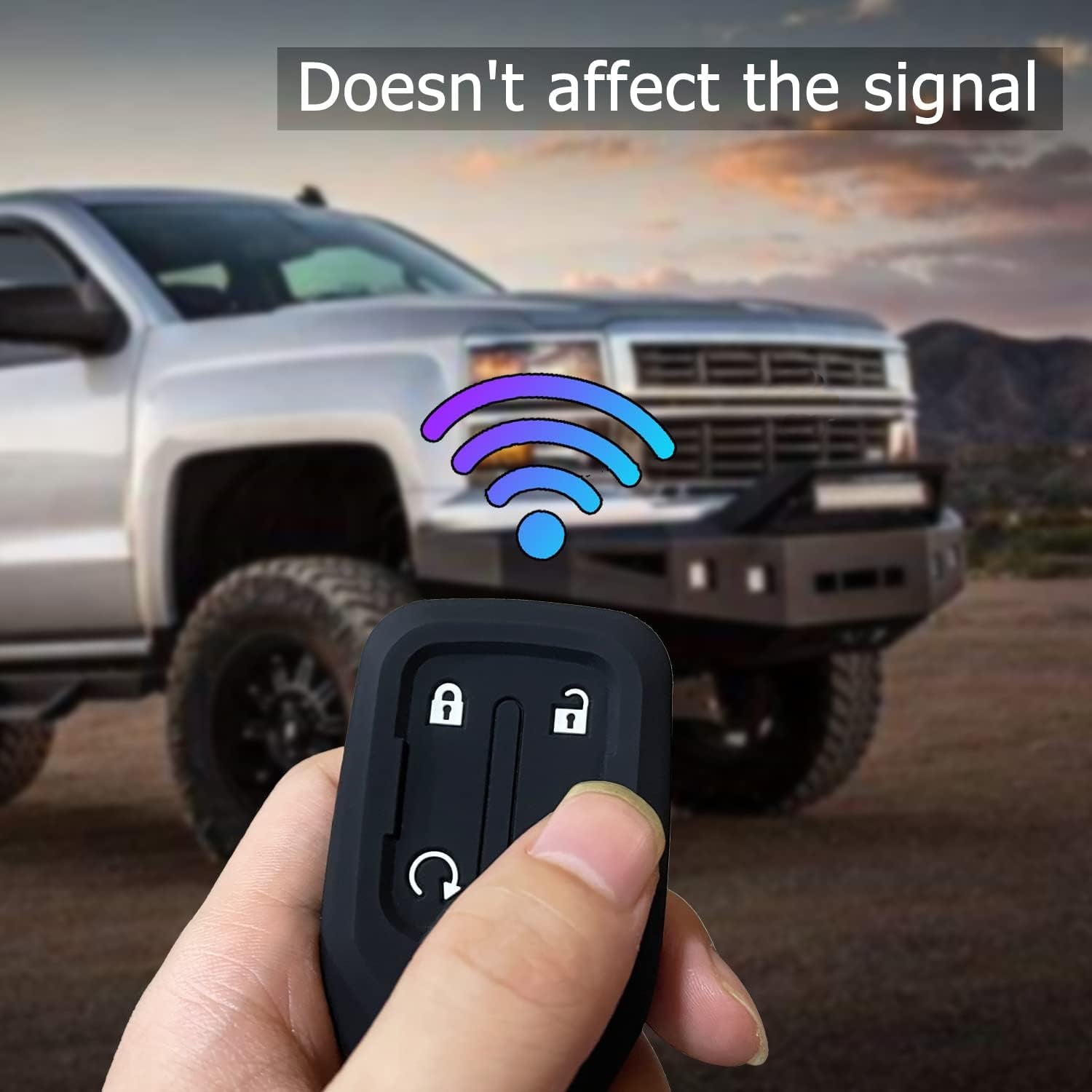 2PCS Silicone Smart Key Fob Case Cover for 2023 2022 2021 2020 2019 Chevy Silverado and GMC Sierra 1500 2500HD 3500HD, Remote Protector Accessories Holder(Key Ring,Black and Black) - Revved Up Tools
