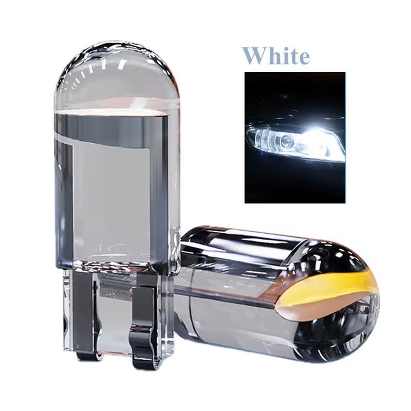 2PCS W5W Led T10 Car Light COB Glass 6000K White Auto Automobiles License Plate Lamp Led Dome Read DRL Bulb Style 12V - Revved Up Auto