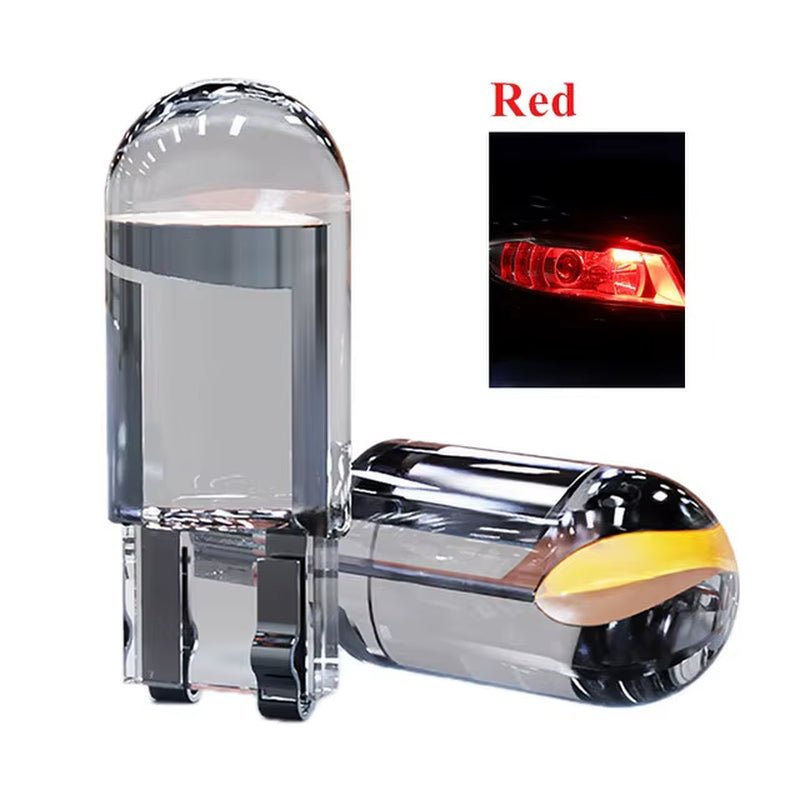 2PCS W5W Led T10 Car Light COB Glass 6000K White Auto Automobiles License Plate Lamp Led Dome Read DRL Bulb Style 12V - Revved Up Auto