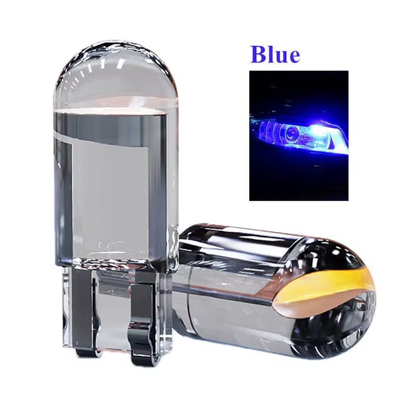 2PCS W5W Led T10 Car Light COB Glass 6000K White Auto Automobiles License Plate Lamp Led Dome Read DRL Bulb Style 12V - Revved Up Auto