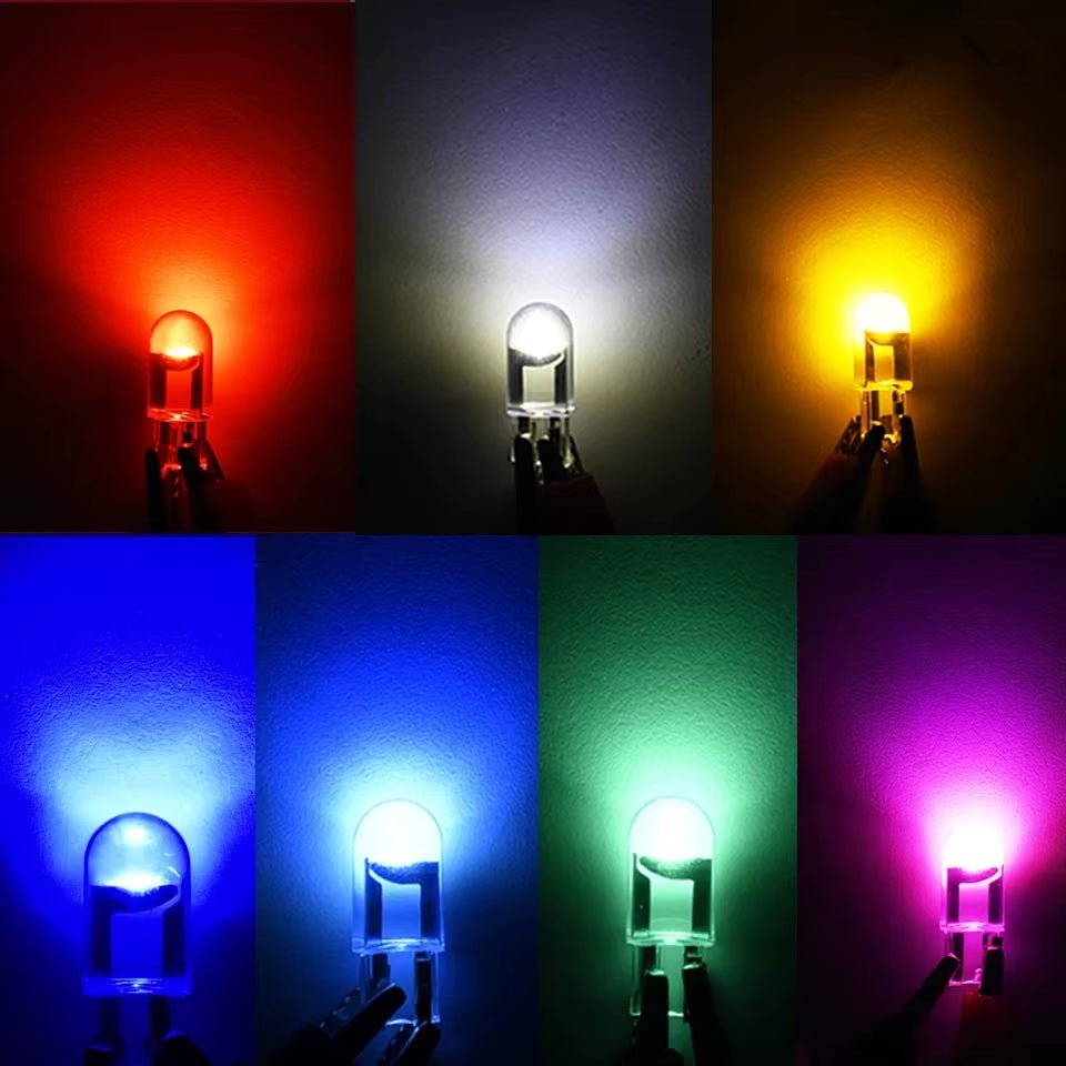 2PCS W5W Led T10 Car Light COB Glass 6000K White Auto Automobiles License Plate Lamp Led Dome Read DRL Bulb Style 12V - Revved Up Auto