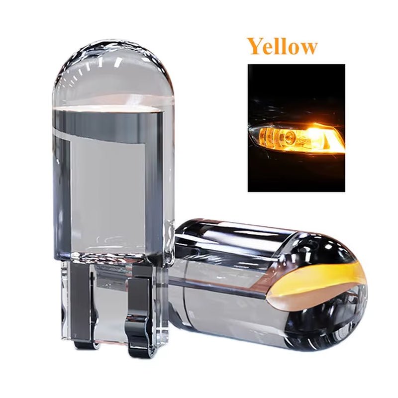 2PCS W5W Led T10 Car Light COB Glass 6000K White Auto Automobiles License Plate Lamp Led Dome Read DRL Bulb Style 12V - Revved Up Auto