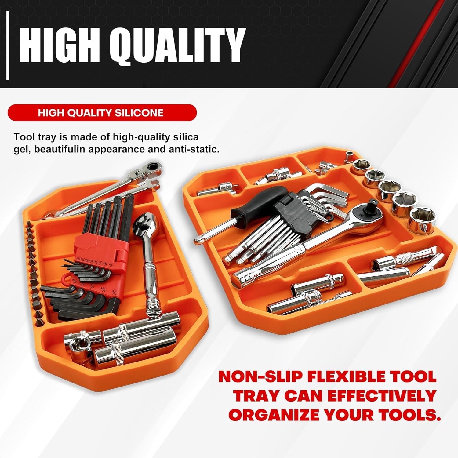3 Piece Large Non-Slip Flexible Tool Tray,Silicone Rubber Tools Organizer,Non Slip Tool Holder Tray,Tool Organizer,Tool Storage,Tool Holder,Tool Mats - Revved Up Tools