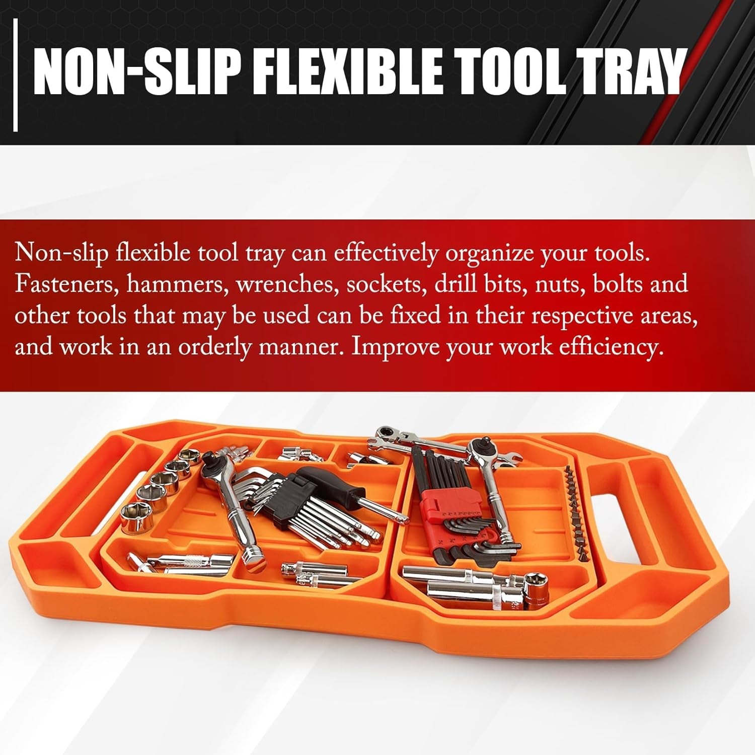 3 Piece Large Non-Slip Flexible Tool Tray,Silicone Rubber Tools Organizer,Non Slip Tool Holder Tray,Tool Organizer,Tool Storage,Tool Holder,Tool Mats - Revved Up Tools