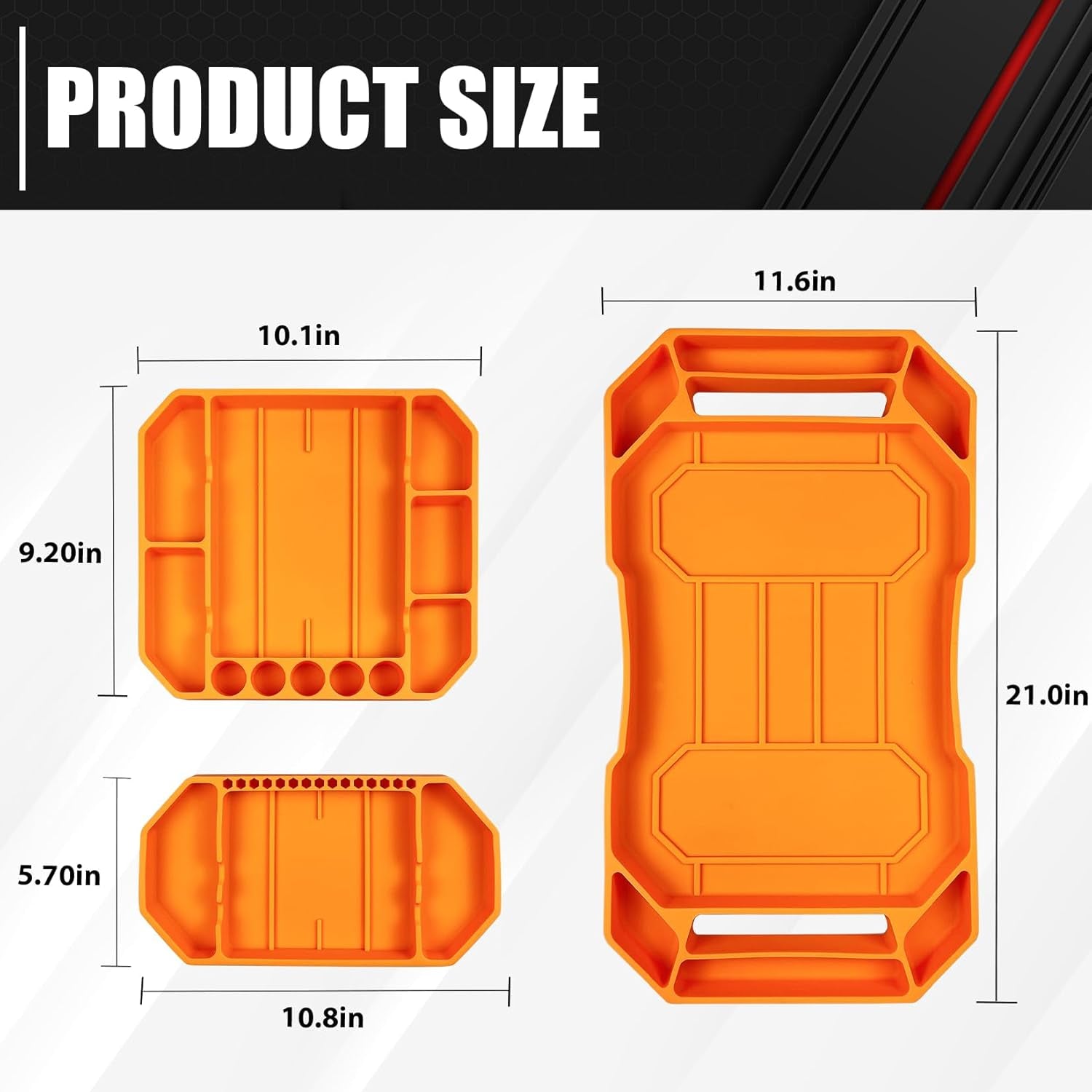 3 Piece Large Non-Slip Flexible Tool Tray,Silicone Rubber Tools Organizer,Non Slip Tool Holder Tray,Tool Organizer,Tool Storage,Tool Holder,Tool Mats - Revved Up Tools