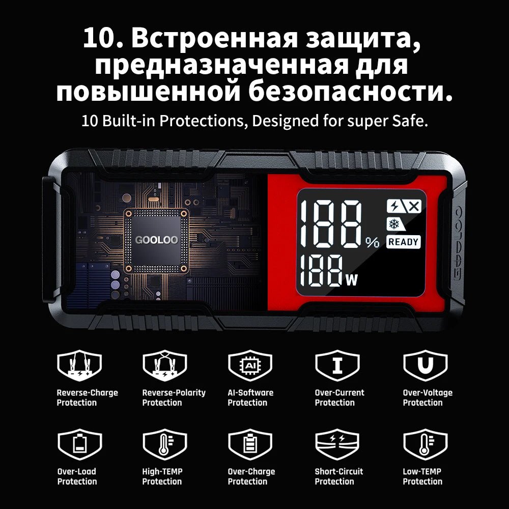 3000A Car Jump Starter 16000Mah Power Bank Portable Charger Booster 12V Auto Starting Device Emergency Battery Starter - Revved Up Auto