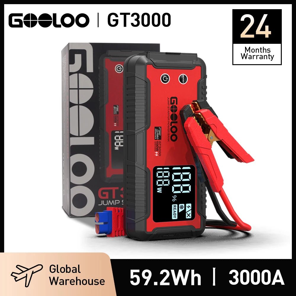 3000A Car Jump Starter 16000Mah Power Bank Portable Charger Booster 12V Auto Starting Device Emergency Battery Starter - Revved Up Auto