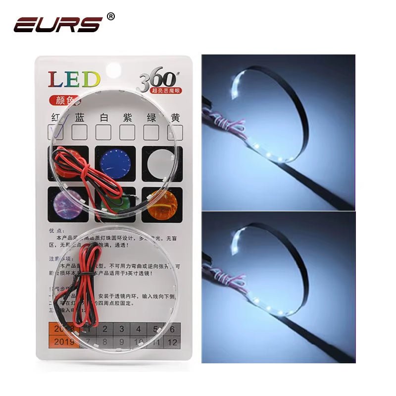 360 Degree LED RGB APP Bluetooth Devil Demon Eyes Car Motorcycle 2.5 3.0 Inch Projector Lenscar Angel Eye DRL Car Accessories - Revved Up Tools