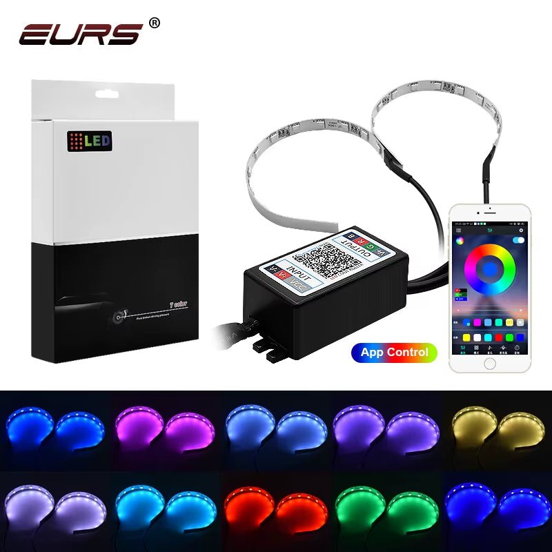 360 Degree LED RGB APP Bluetooth Devil Demon Eyes Car Motorcycle 2.5 3.0 Inch Projector Lenscar Angel Eye DRL Car Accessories - Revved Up Tools