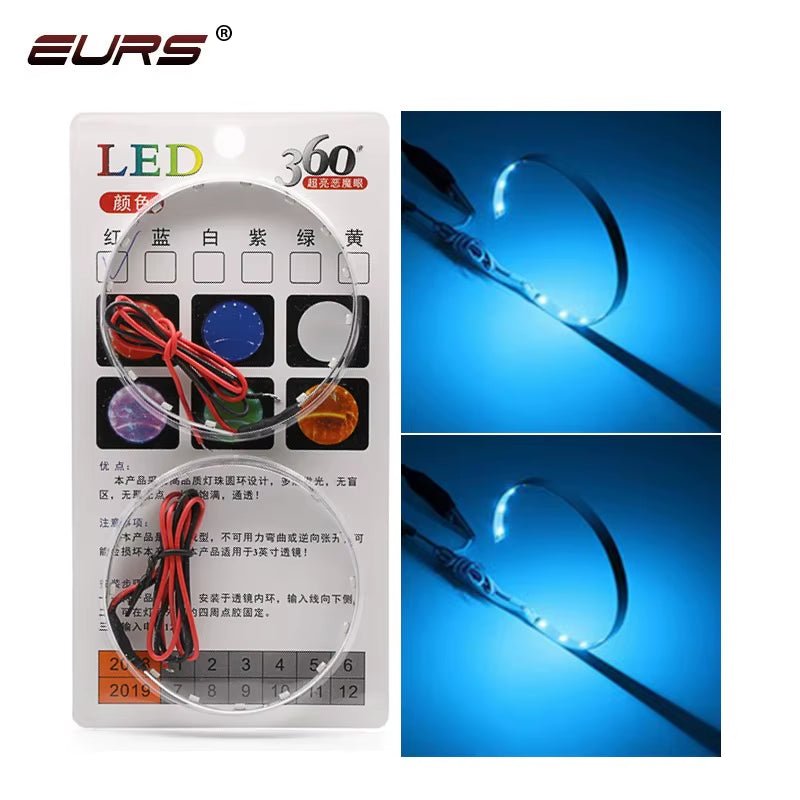 360 Degree LED RGB APP Bluetooth Devil Demon Eyes Car Motorcycle 2.5 3.0 Inch Projector Lenscar Angel Eye DRL Car Accessories - Revved Up Tools
