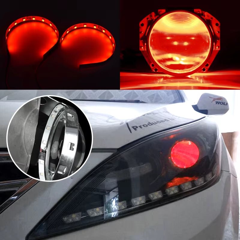 360 Degree LED RGB APP Bluetooth Devil Demon Eyes Car Motorcycle 2.5 3.0 Inch Projector Lenscar Angel Eye DRL Car Accessories - Revved Up Tools