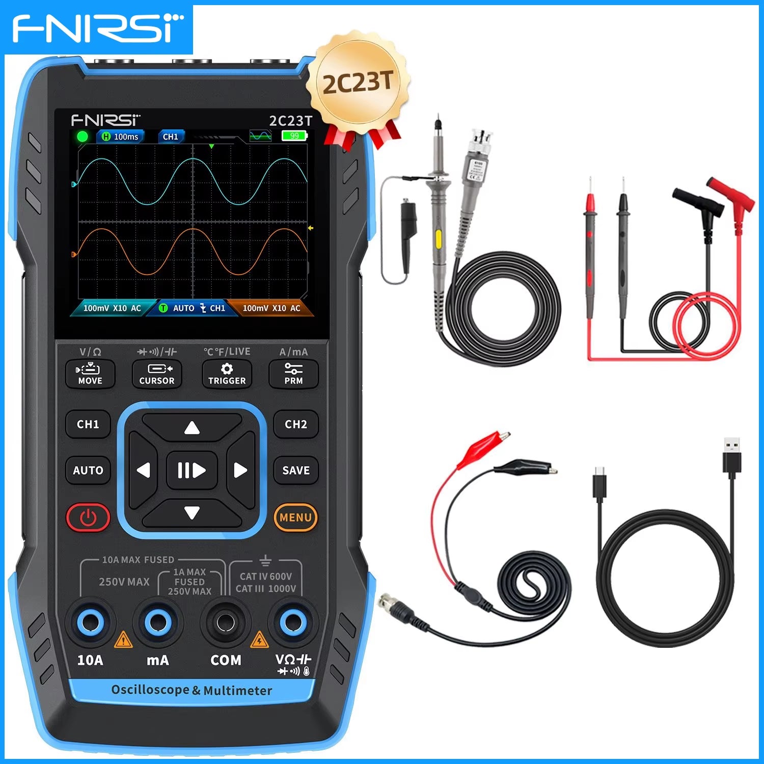 2C23T 2C53T Upgrade 50Mhz Handheld Digital Oscilloscope Multimeter Signal Generator 3 in 1 Dual Channel Automotive Tools