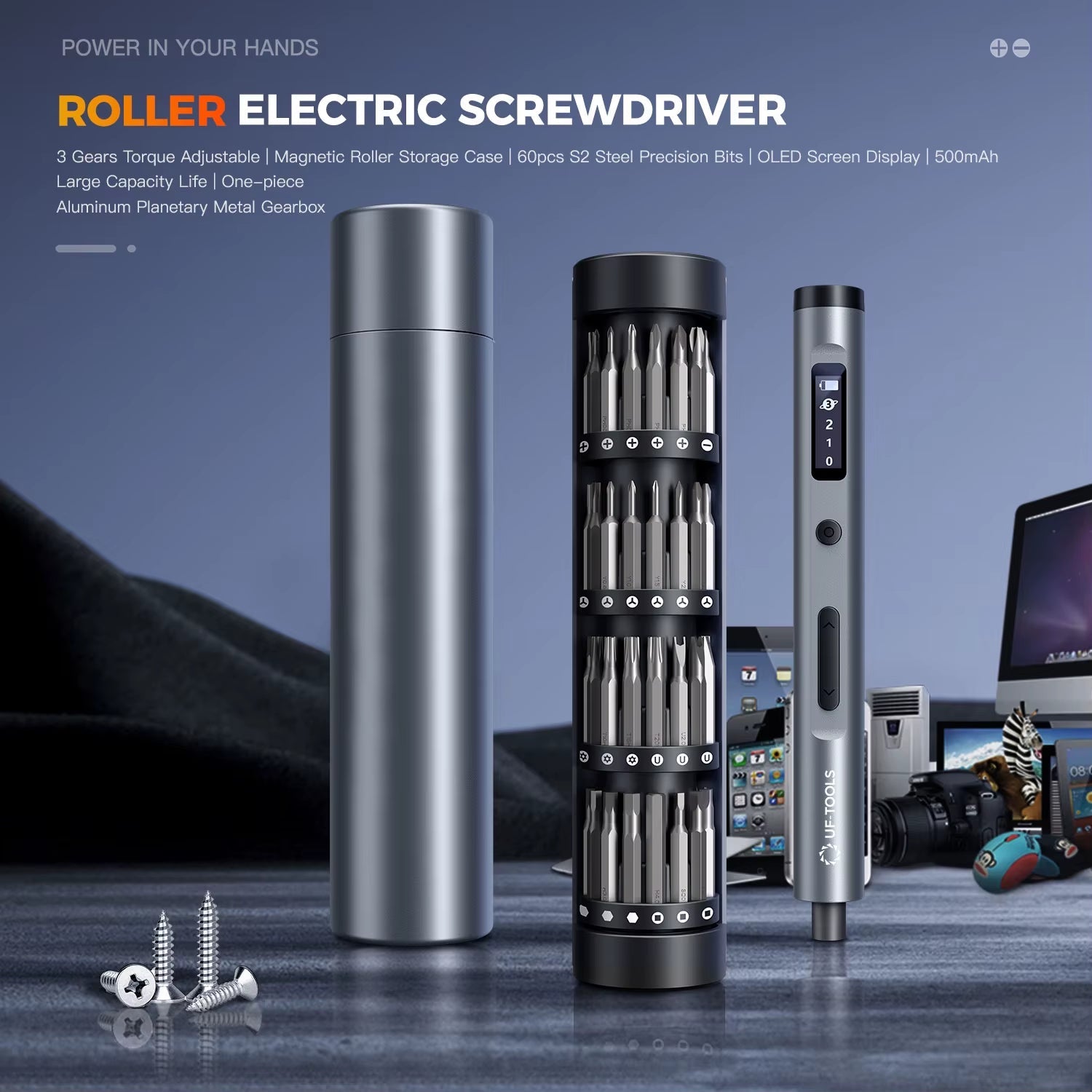 3.7V Mini Electric Screwdriver, Precision Screwdriver Set, 50 - In - 1 Magnetic Bits, Magnetic Storage - Revved Up Auto