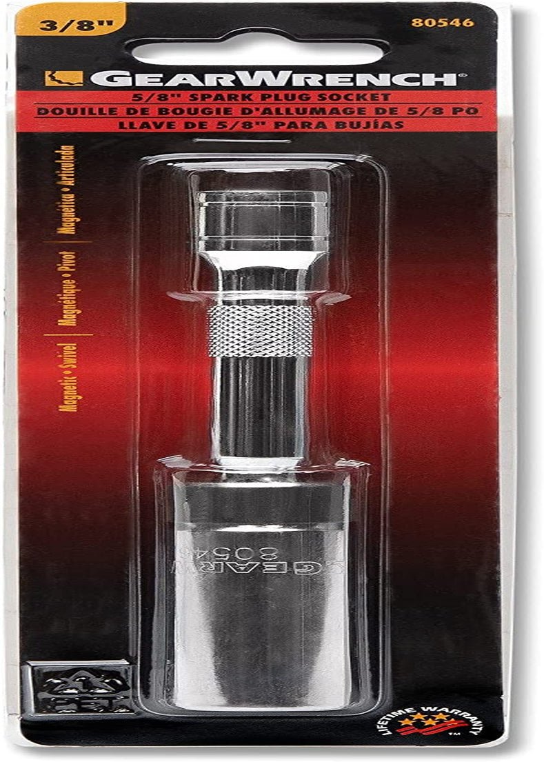3/8" Drive 6 Pt. 5/8" X 6" Magnetic Swivel Spark Plug Socket - 80546 - Revved Up Auto