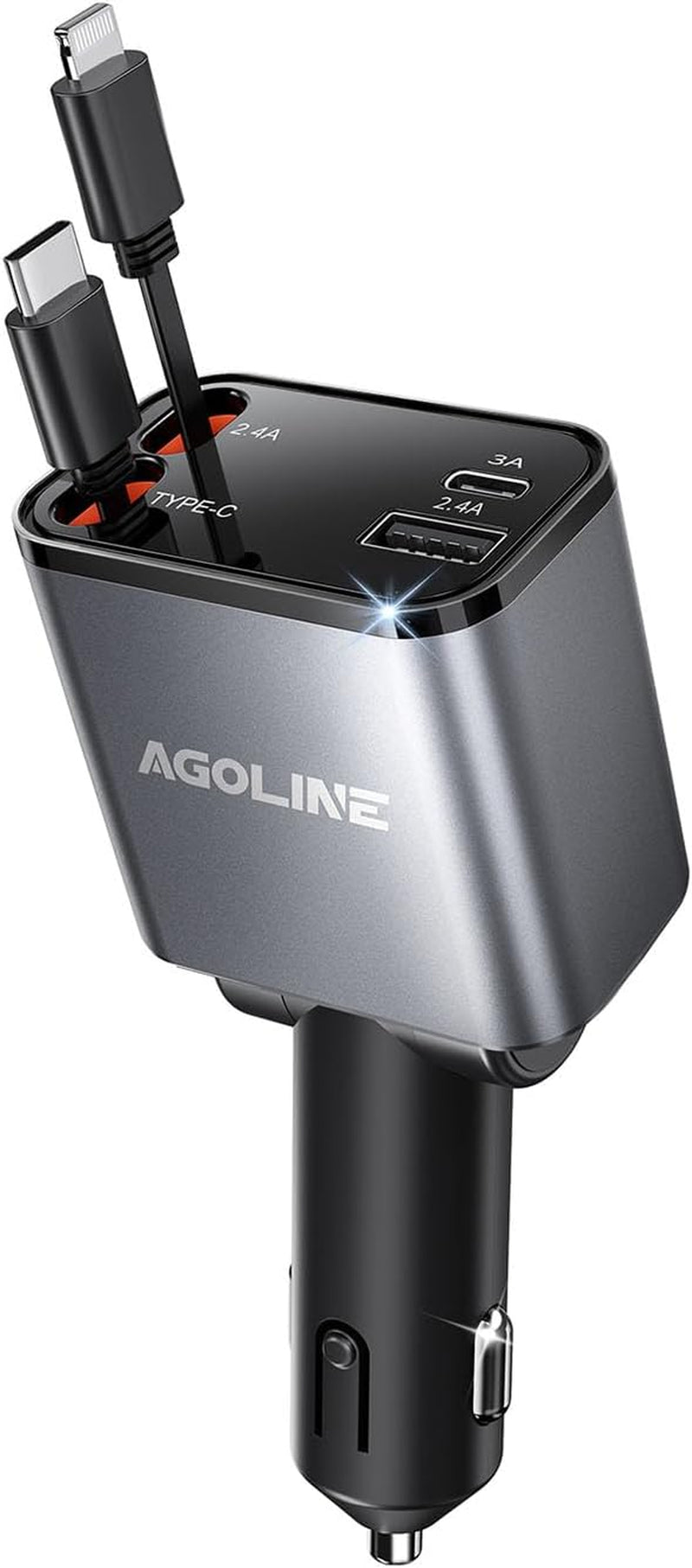 4 in 1 Retractable Car Charger,Smaller Super Fast Car Phone Charger with Retractable Cords, Car Charger Fast Charging,Usb C Car Charger Adpater Compatible with Iphone 16 15 14 13 Pro Max,Galaxy,Pixel - Revved Up Auto