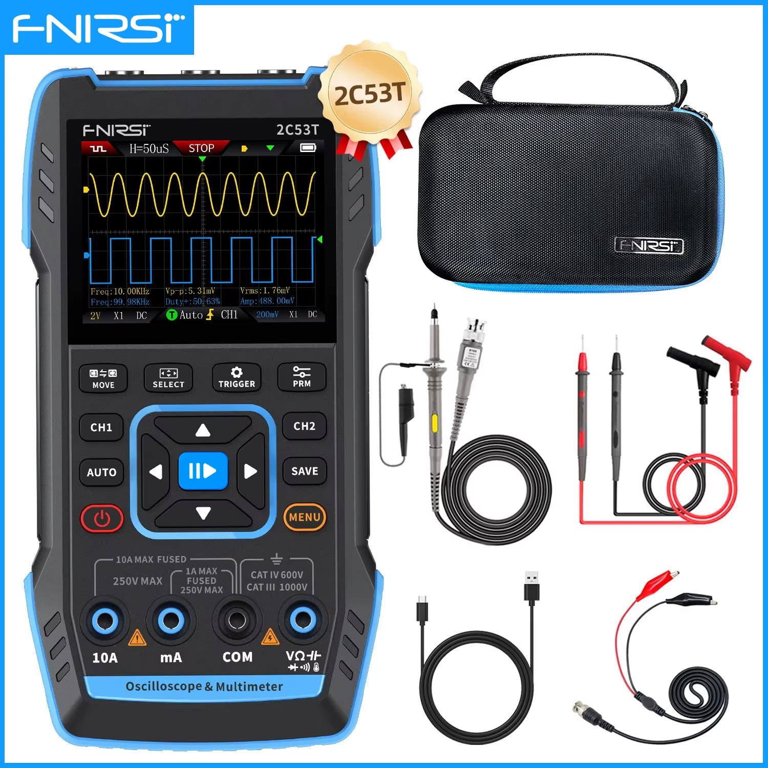 2C23T 2C53T Upgrade 50Mhz Handheld Digital Oscilloscope Multimeter Signal Generator 3 in 1 Dual Channel Automotive Tools
