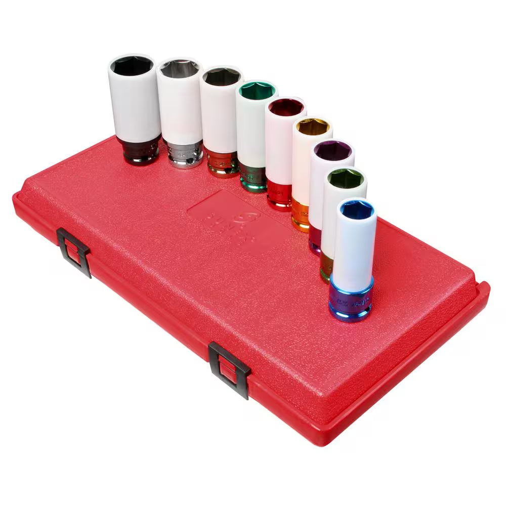 1/2 In. Drive Extra Thin Wall Wheel Protector Impact Socket Set (9-Piece)